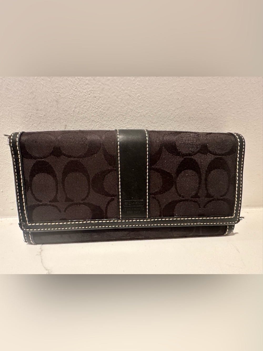 Coach Signature C canvas wallet with leather trim, Leatherwear Wallet Black